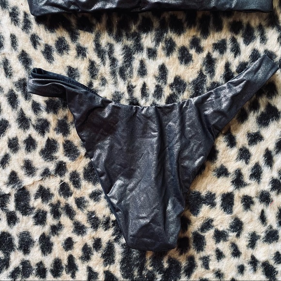NWT Boutique gunmetal shimmer bandeau bikini - Picture 7 of 9